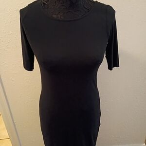 Adrienne Vittadini Black Lace Detail Top
